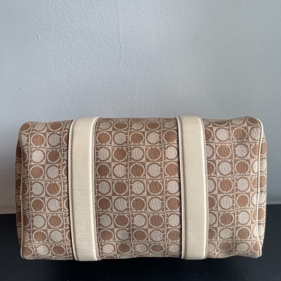 Salvatore Ferragamo Boston Bag Brown & Ivory Gancini All-Over Pattern - Preowned - Picture 8 of 16